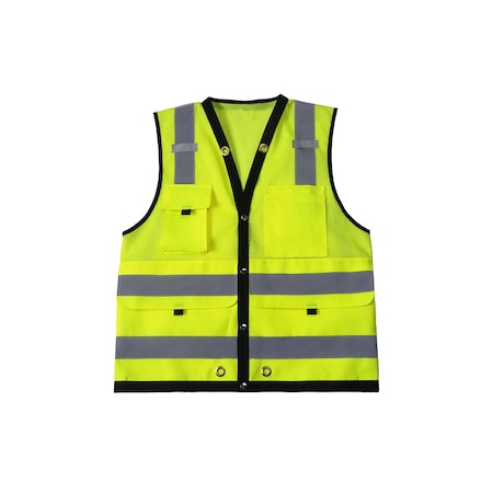 2W International Lime High Viz Surveyors Vest, X-Large, Class 2 SURV522C-2 XL